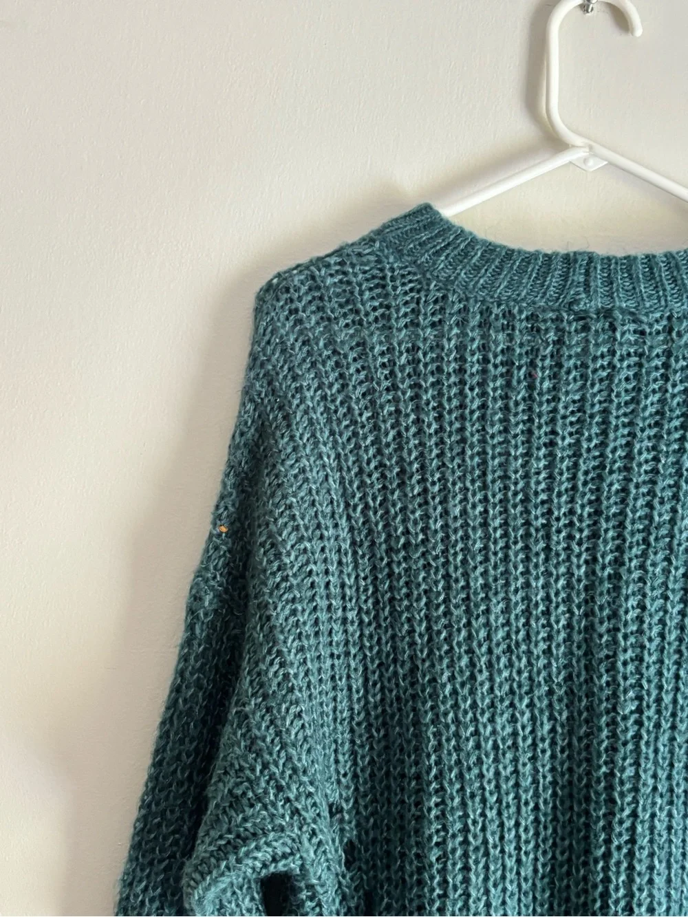 American Eagle Outfitters Teal Green Scoop-Neck Chunky Knit Sweater